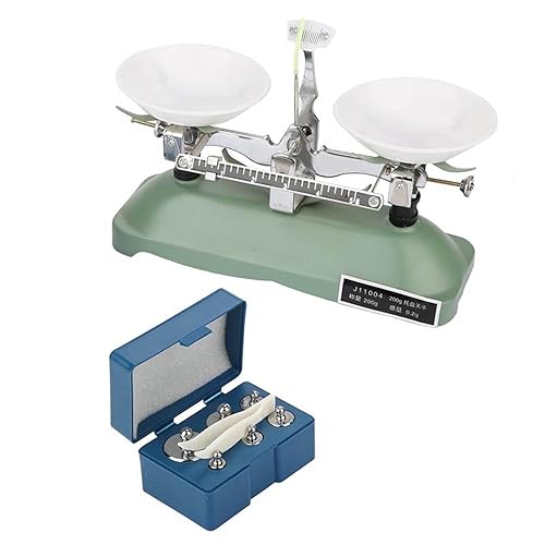 Miniatura 7 de Balanza mecánica 7.05 oz 0.01 oz precisión de metal verde balanza con pesos para herramientas de educación científica de laboratorio