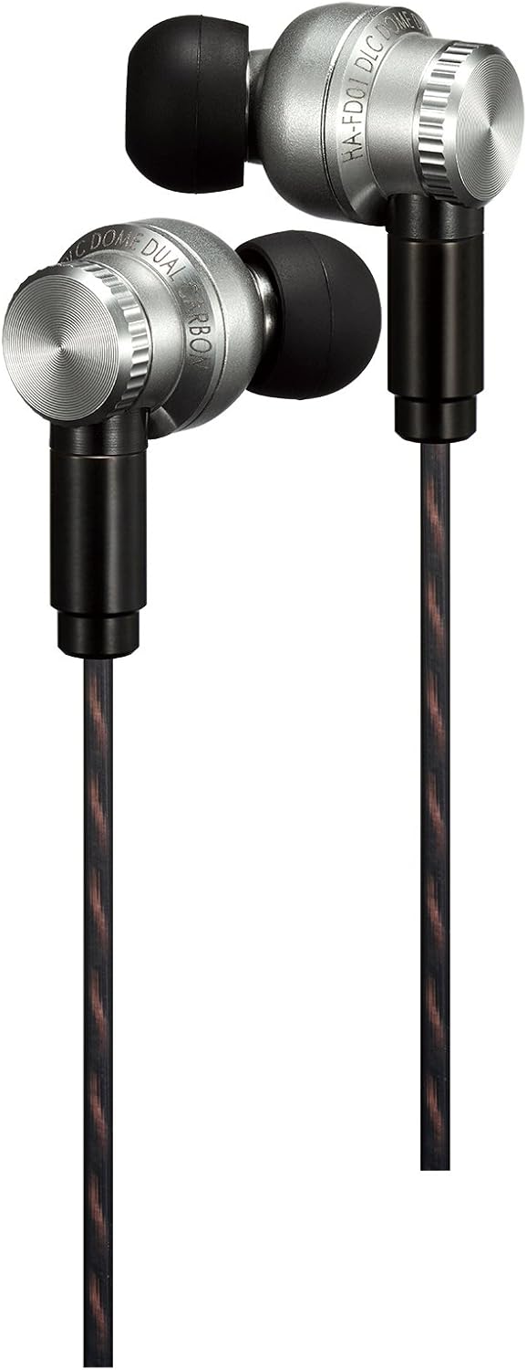 JVC HA-FD01 in-Ear Headphones - Interchangeable nozzles and Dual-Carbon Dynamic Drivers (Japanese Edition, Grey Import)