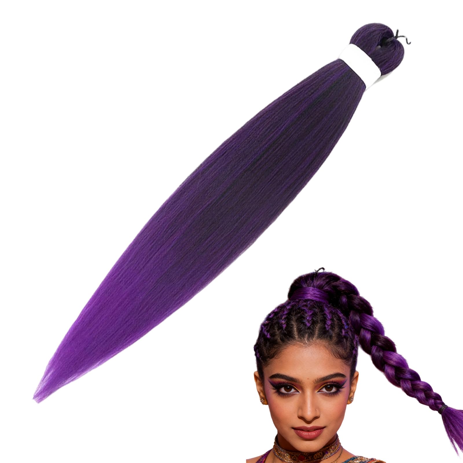 Purple Hair Extensions, Synthetic Hair Wig For Cosplay, Themed Parties And Stage Performances, Hair Extensions, Fits All Skin Tones And Face Shapes, Lightweight At 90g-image-12