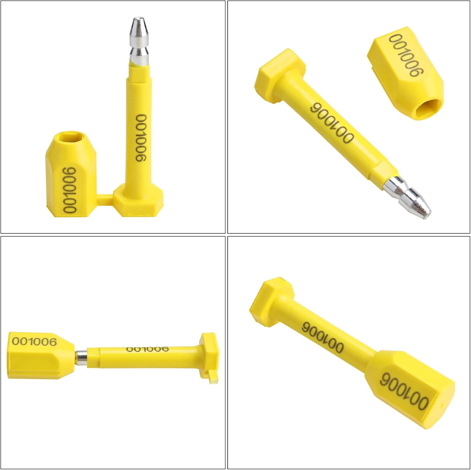 NovelBee 50pcs Bolt Seals for Containers,Metal Seals for Container,Shipping Container Locks,Shipping Seal with Print Progressive Numbering for Cargo Containers,Truck Trailers (Yellow)