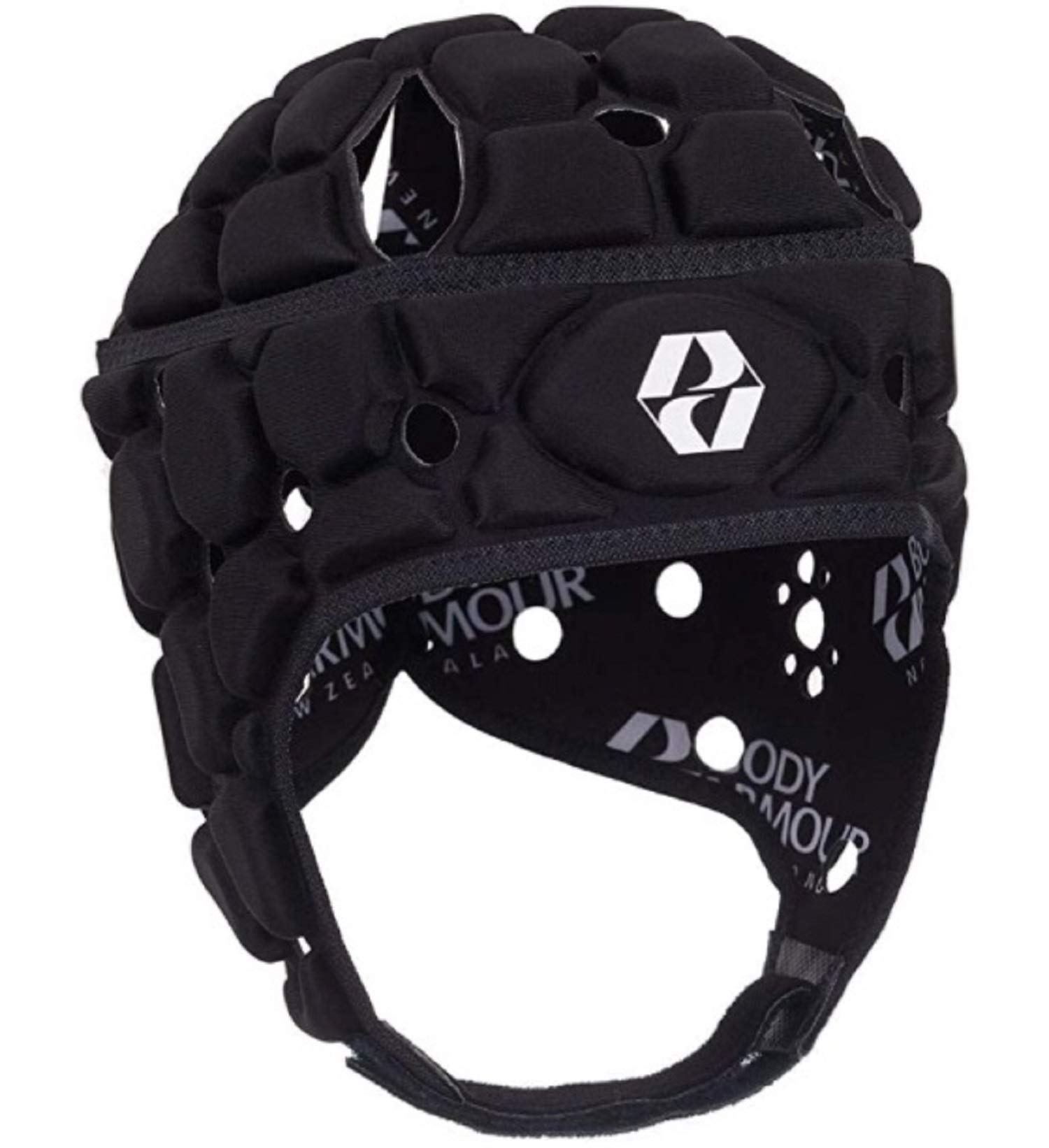 Body Armour Ventilator Headguard Rugby Head Protection Scrum Cap (Large Boys, Black)