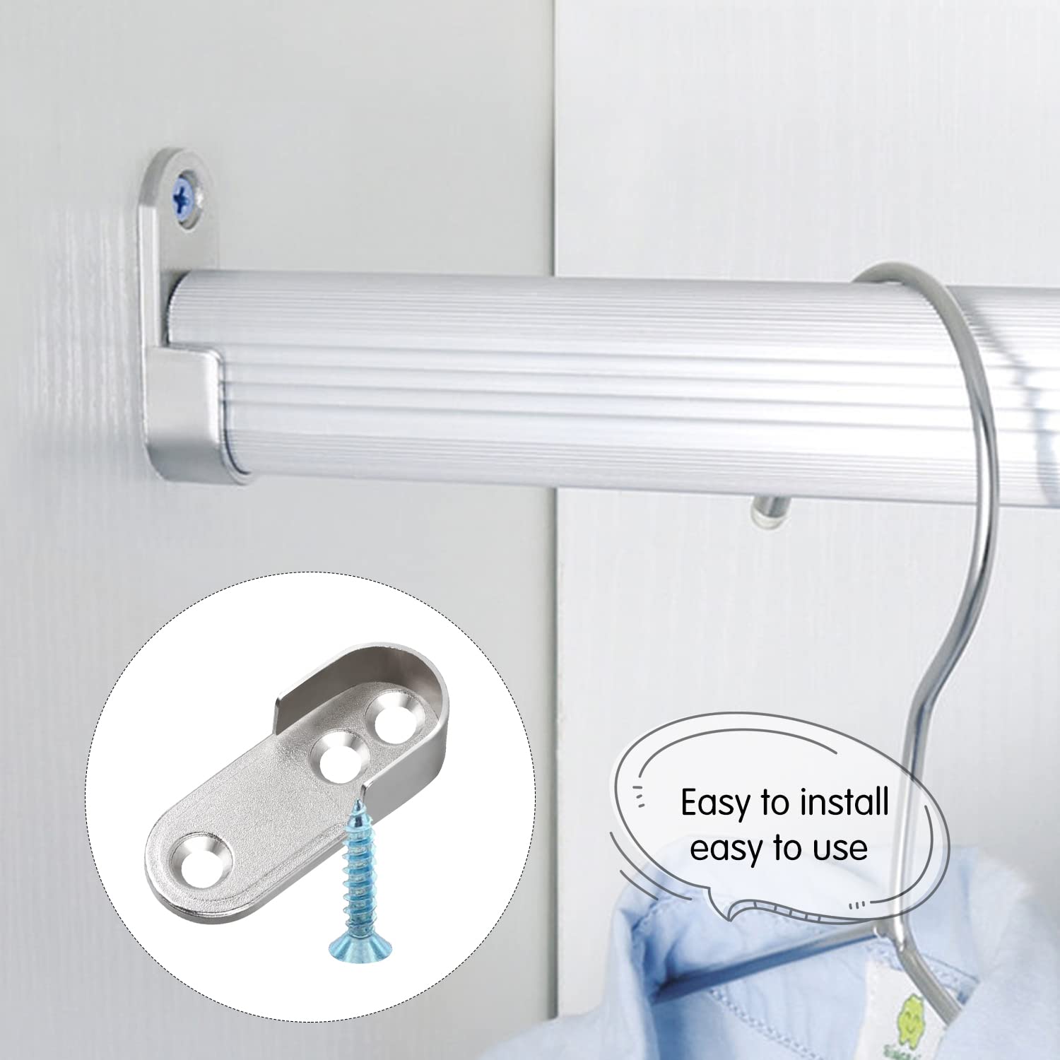 Supports Pour Rail Suspendu Supports Ronde Tube De Penderie Alliage De Zinc En Forme U Cintre à