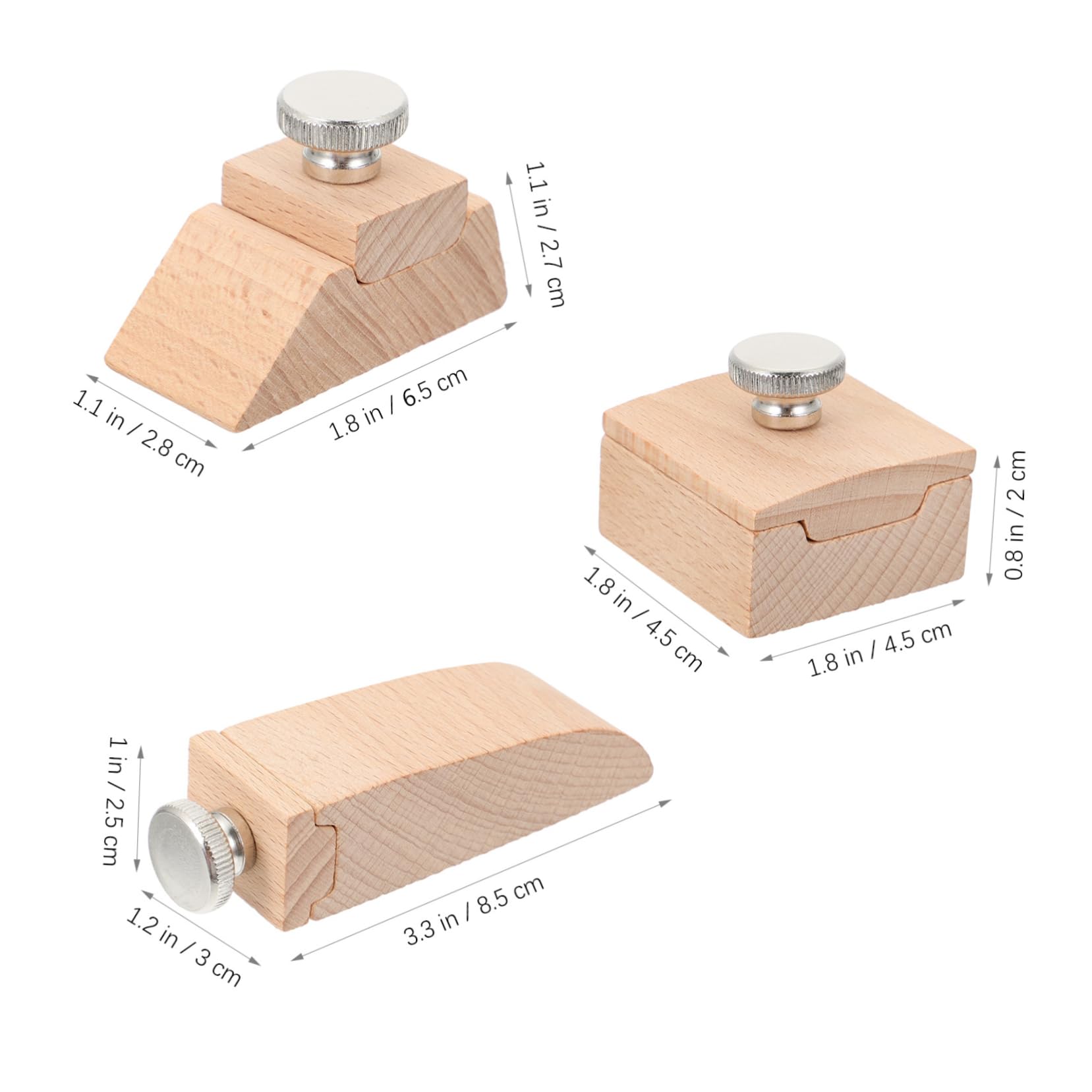 ULDIGI Sanding Block in Legno Beige per Pelle, Set 3 Pezzi | Professionale per Selleria e Lavorazioni Manuali, Forme Quadrata, Smussata e Cuneo, Resistente All'usura