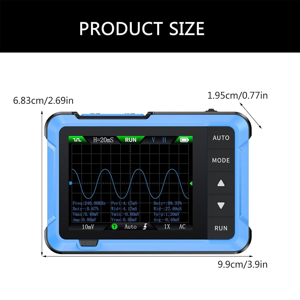 DollaTek Mini-Handoszilloskop mit intelligentem Digitaldisplay Multifunktions-Signalgenerator 2-in-1 Abtastrate 48 MS/s Echtzeit-Wellenform-Updates tragbares Oszilloskop