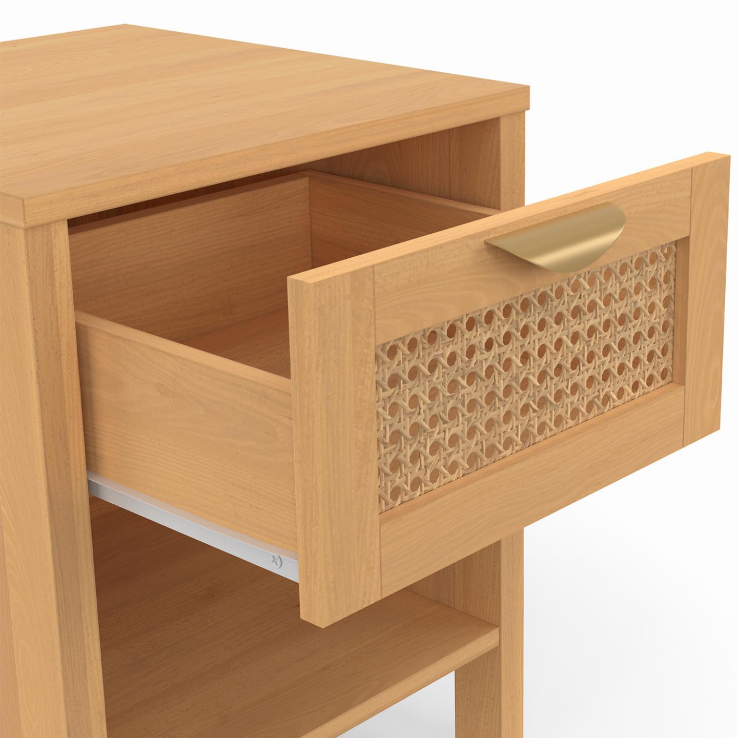 IDMarket - Lot de 2 Tables de Chevet EDHEN 1 tiroir avec Niche cannage et Bois