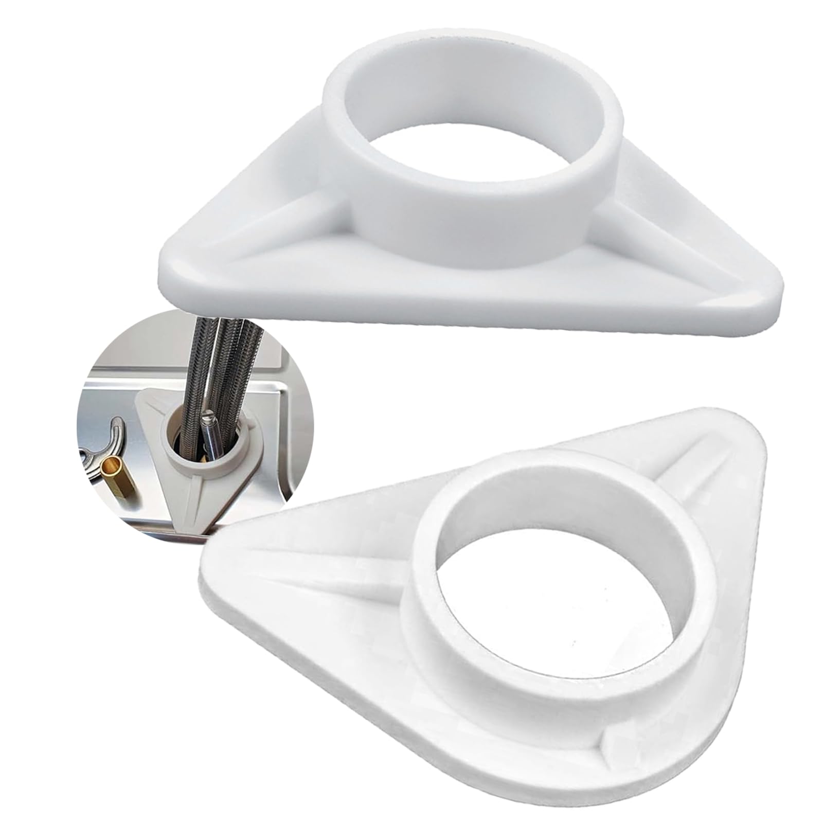 Rinforzo Per Lavello Da 2 Pezzi - Stabilizzatore Per Rubinetto, Foro &Oslash;34mm, Plastica Bianca