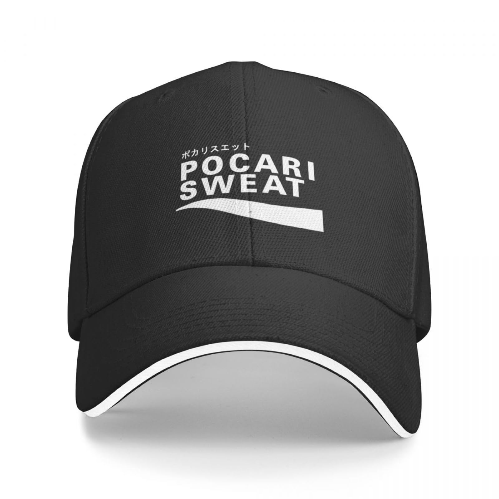 Cizieoe Unisex Black Baseball Cap Japanese Pocari Sweat Logo Hood Vintage Military Cap Man