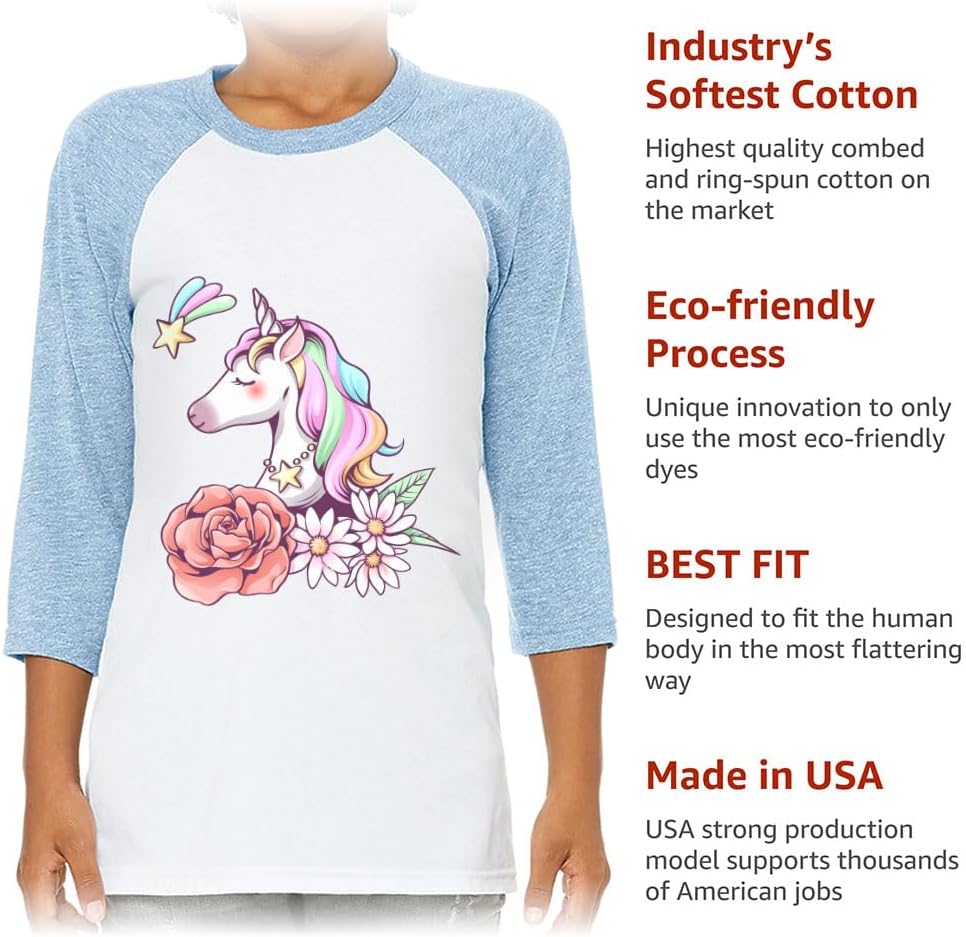 Floral Unicorn Kids' Baseball T-Shirt - Unicorn Present Ideas - Unique Present Ideas