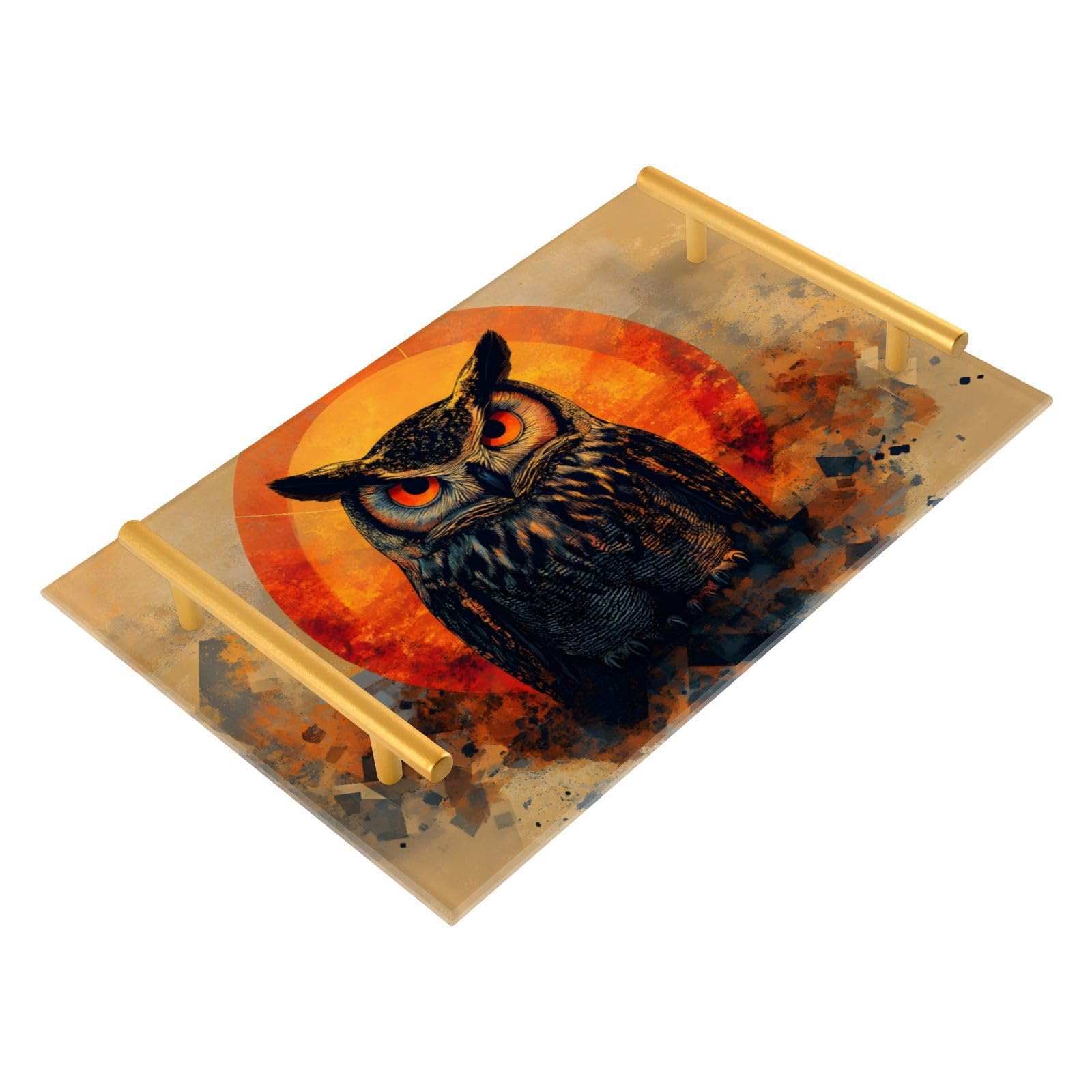 NFMILI Owls Vanity Tray Rectangle Acrylic Bathroom Tray Serving Trays for Centerpieces Modern Home Decor for Kitchen Bathroom Bedroom Living Room 7.9 × 11.8 inch