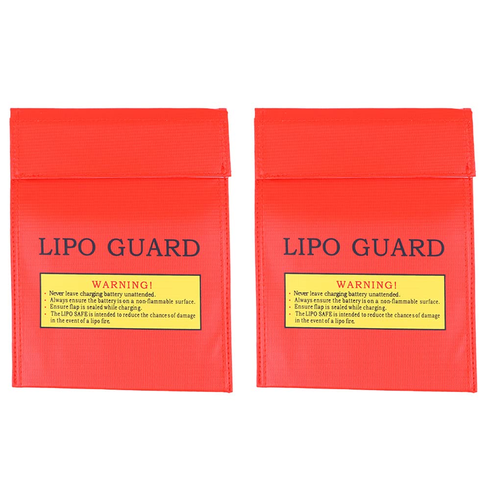 Tiardey Red 2Pcs 7 X 9 Inch Safe Bag Fireproof Guard Sleeve Sack Explosion-Proof Safety Pouch For Charge And Storage