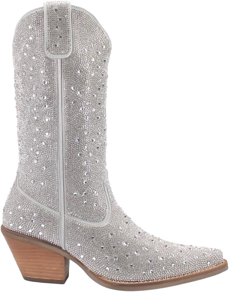 Dingo Womens Silver Dollar Rhinestone Round Toe Pull On Casual Boots Mid... - Picture 6 of 20