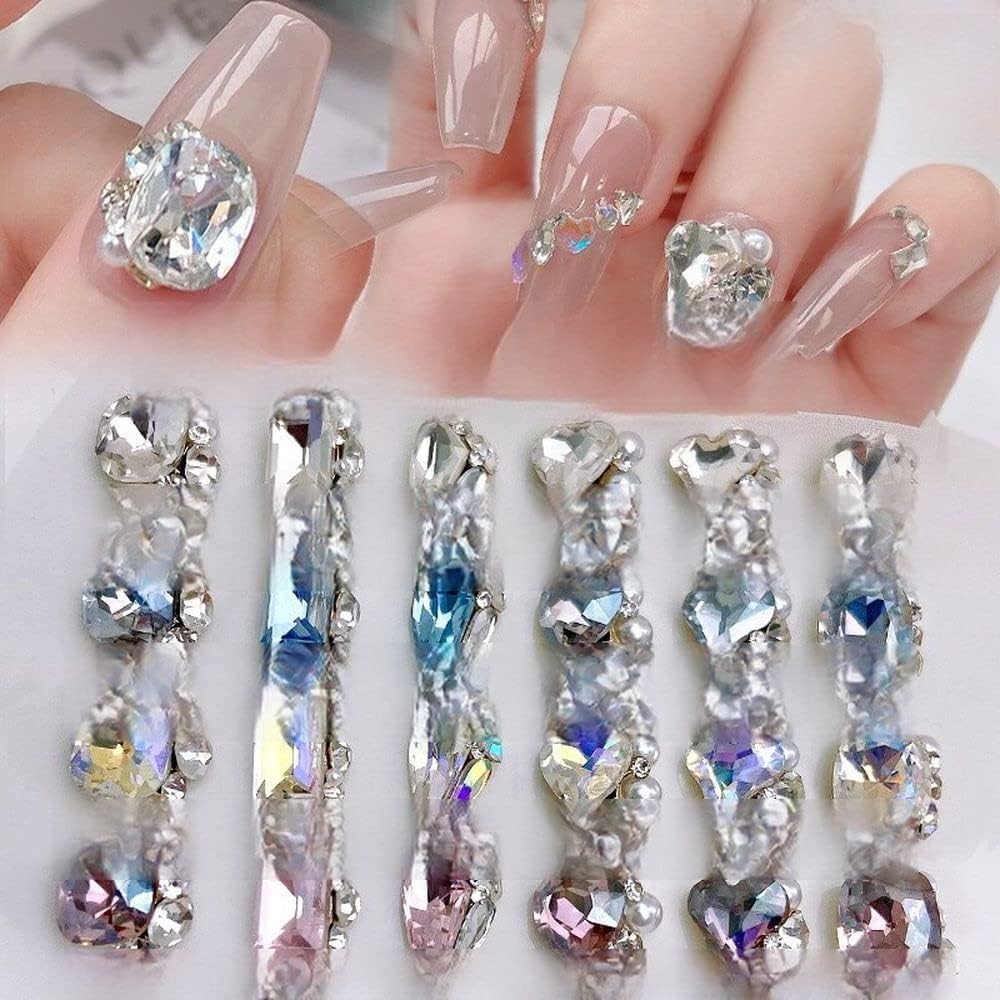 5Pcs Luxury Nail Alloy Pearl Crystal Rhinestones Multi-Shapes Designer Charms for Korean Nail Supplies Sparkle Charms Jewelry