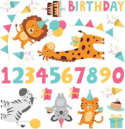 Amazon Cugbo ウォールステッカー 動物 誕生日 飾り パーティー バースデーパーティ 飾り付け 壁紙シール ウォール ステッカー お祝い 壁紙 子供部屋 男の子 女の子 かわいい ウォールステッカー オンライン通販