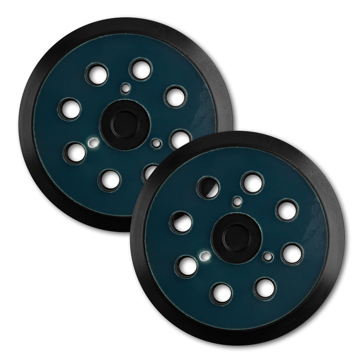 Lotsdonxia 2 Pcs 5 Inch Orbital Sander Backing Pads, Reduced Vibration Design 8-Hole Hook and Loop Base with Universal Fit, High-Density Rubber Replacement Pads for Sanders