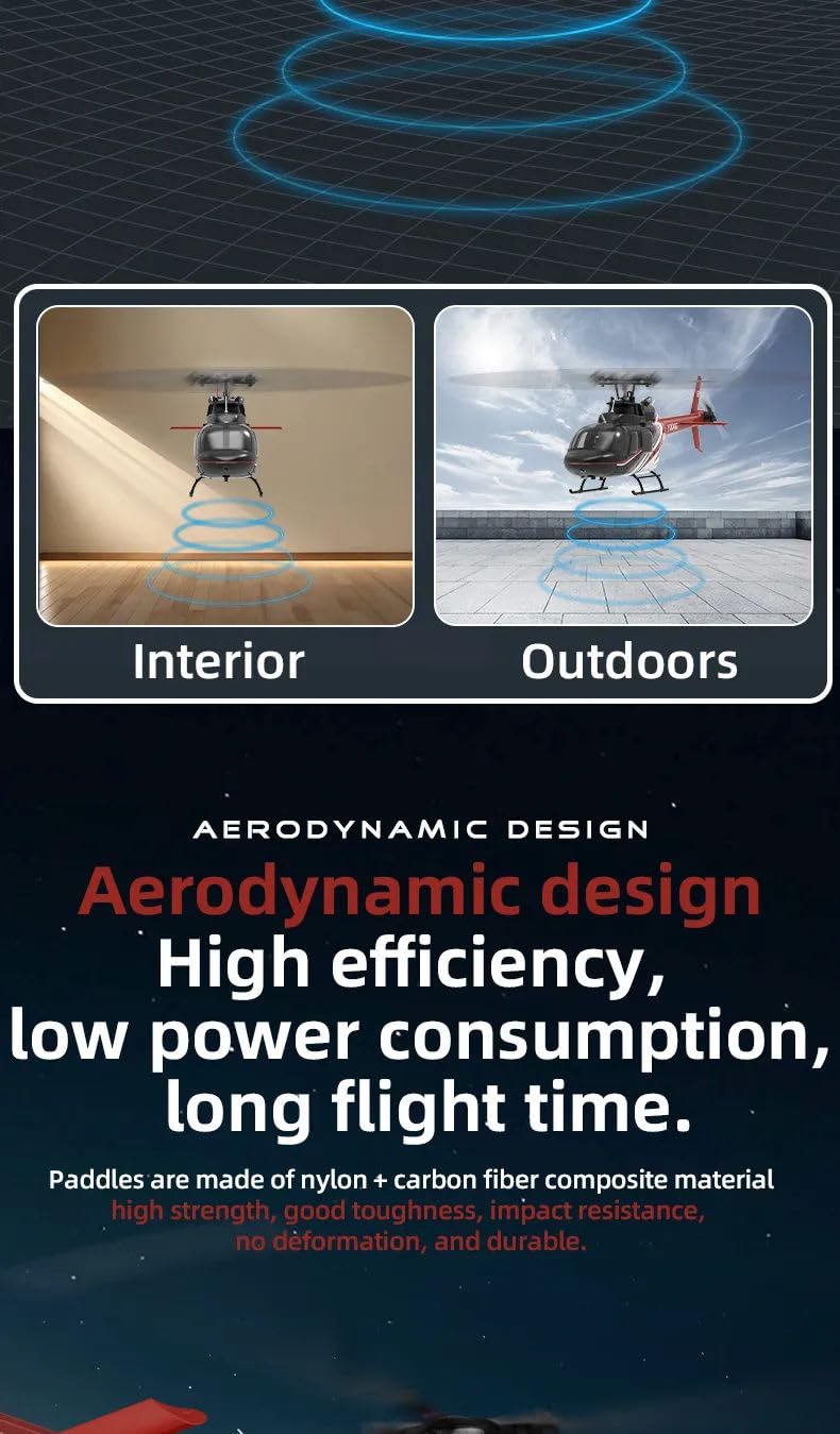 NULA YUXIANG F08 Bell 206 RC Hubschrauber für Erwachsene, 1/27 2,4 G 6H 6 G/3D Bürstenloser Flybarless RTF Ferngesteuerter Militär Helikopter mit Optischer Flusspositionierung – 2 Akku