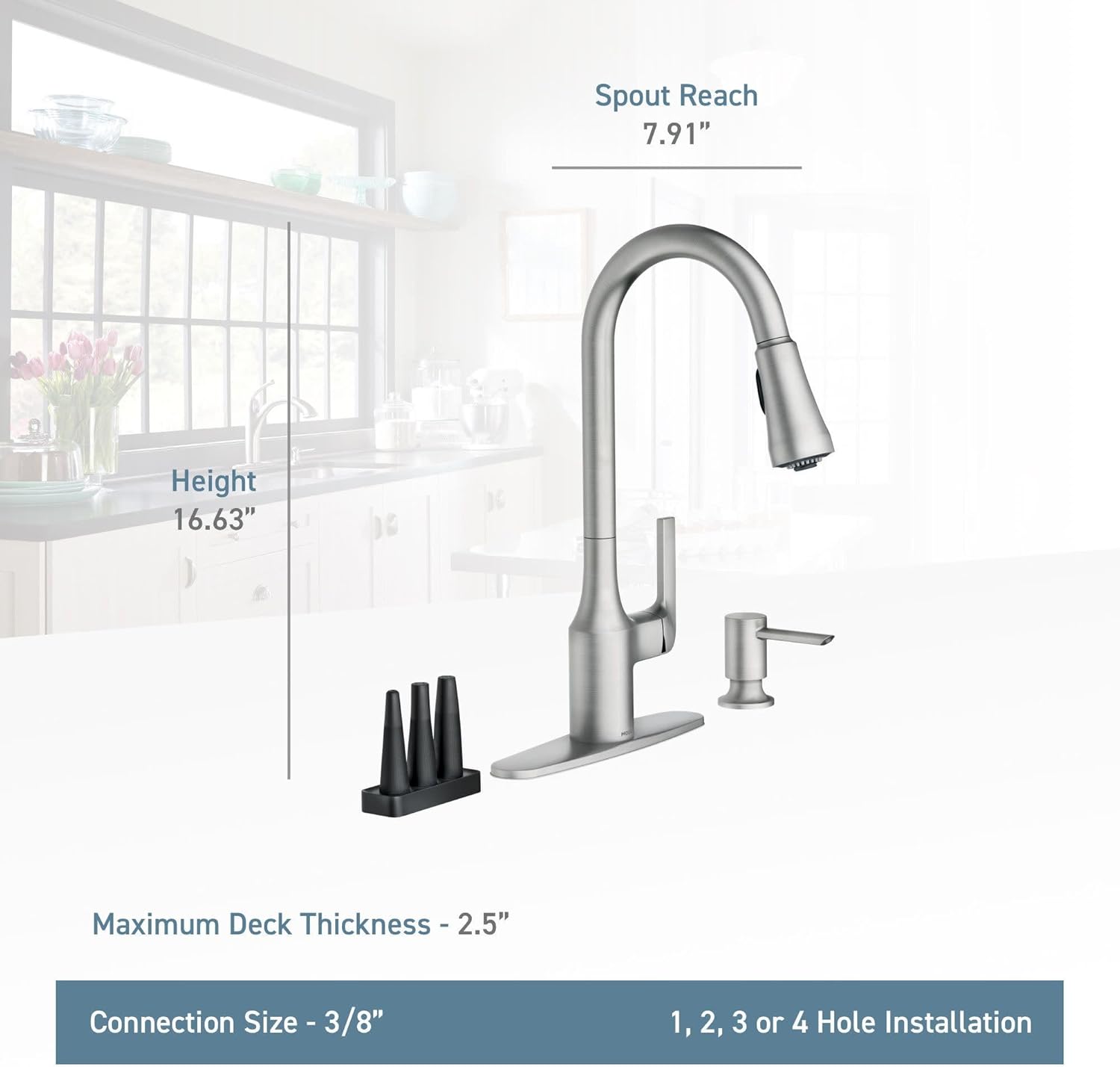 Moen 87114SRS Milton One-Handle High Arc Pulldown Kitchen Faucet, Spot Resist Stainless