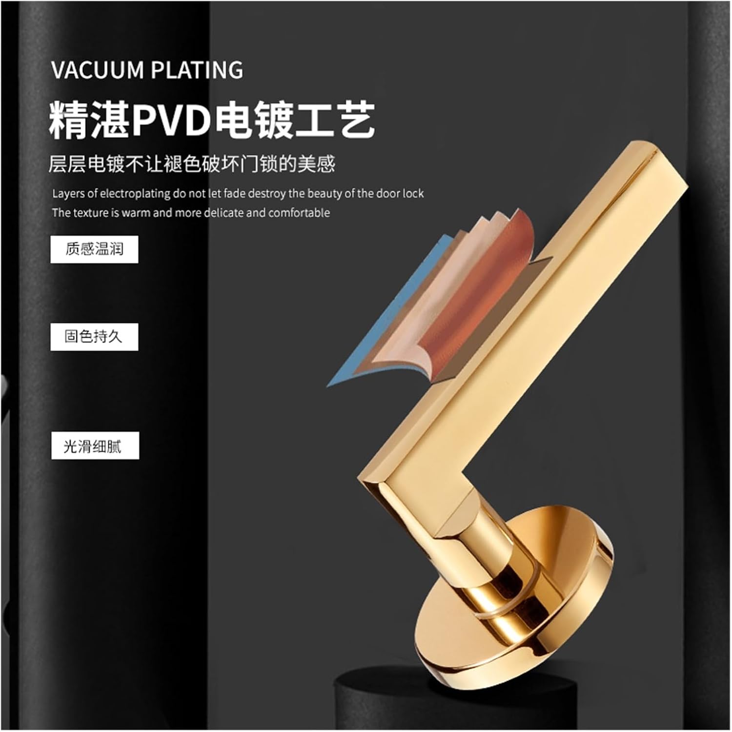 Golden Split Lock Indoor Door Lock zinc Alloy Silent Magnetic Suction Light Luxury Solid Wood Door Bedroom Door Lock(Type F)