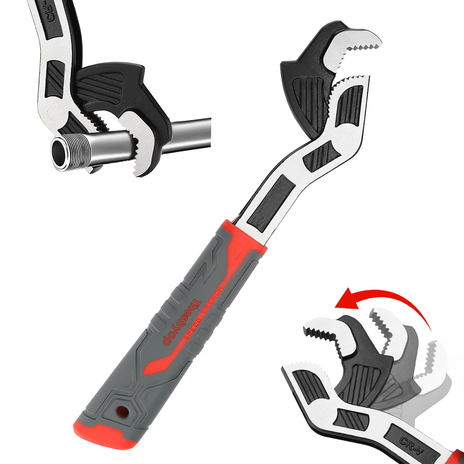 THEshyop Multifunctional Self-Locking Wrench - 6, 8, 10, 12 Inch Adjustable Pipe Wrench With Non-Slip Handle, Chrome Vanadium Alloy Steel (10 In)