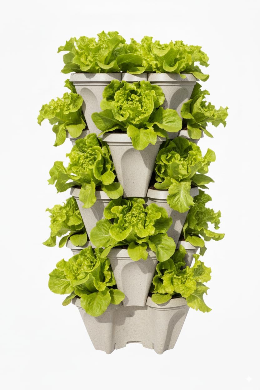 5-Tier Stackable Strawberry Garden – 24 Quart Indoor / Outdoor Stacking Planter with Drip Saucer – Grow Herbs, Strawberries, and Flowers from The Kitchen or Backyard – Plant and Stack! Easy Gardening