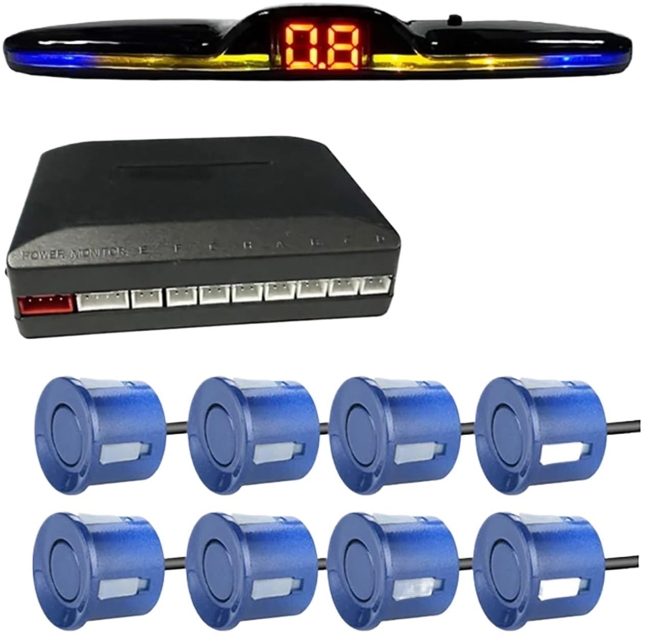 Kit d'aide au stationnement PDC avec capteur Radar Multiple, Affichage Lumineux Parktronic, Assistant de détection 4/6/8 (6 capteurs/Bleu)