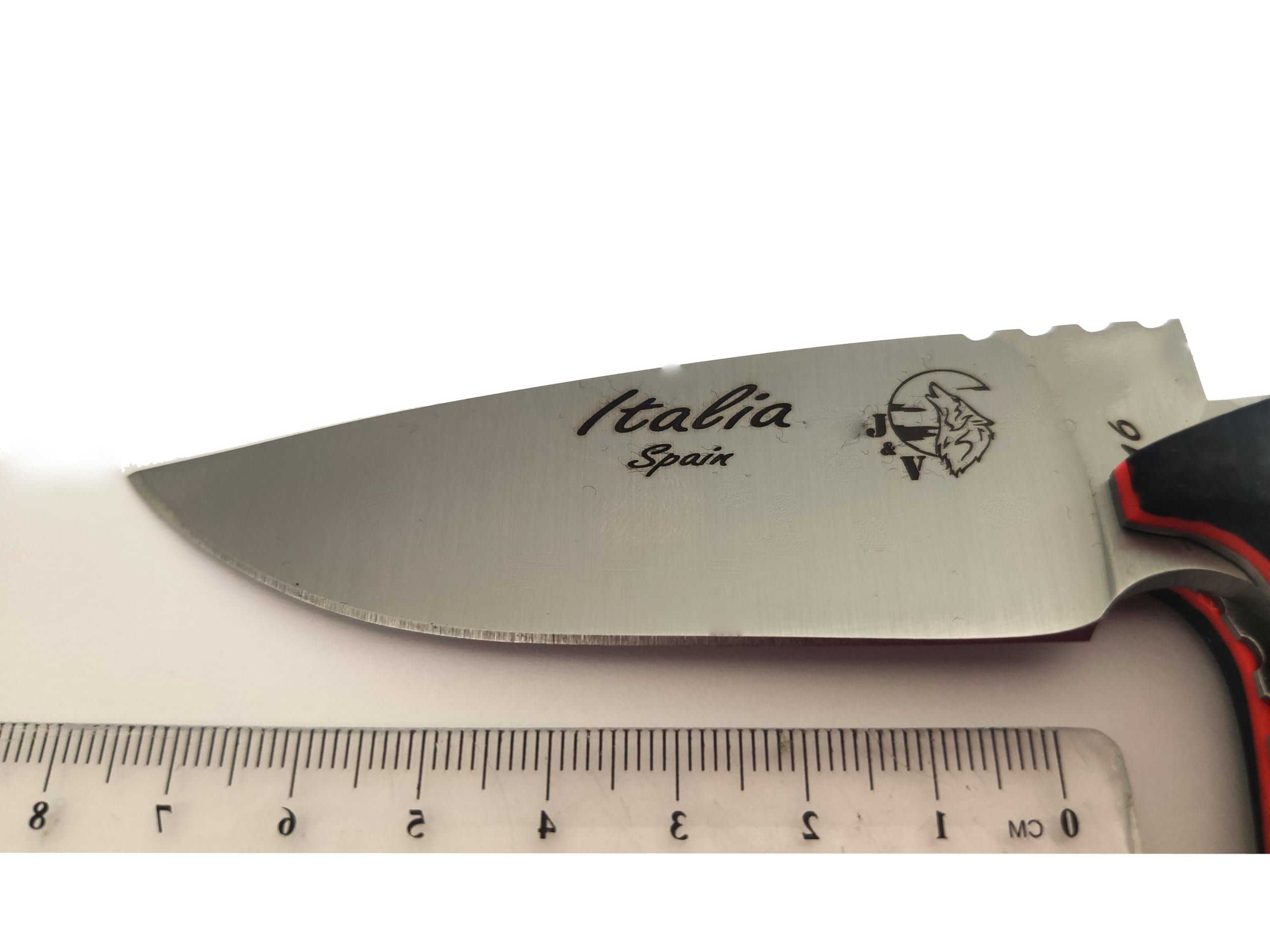 J&V Coltello pieghevole ITALIA - Coltello da Bushcraft Sopravvivenza Caccia Pesca Outdoor Campeggio, Lama in Acciaio Inox 8,5 cm, Guaina, Handmade in Spain