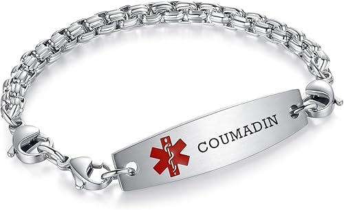 Miniatura 35 de Brazaletes de alerta médica ajustables de 7.5" a 9" para mujer/hombre, de acero inoxidable, intercambiables