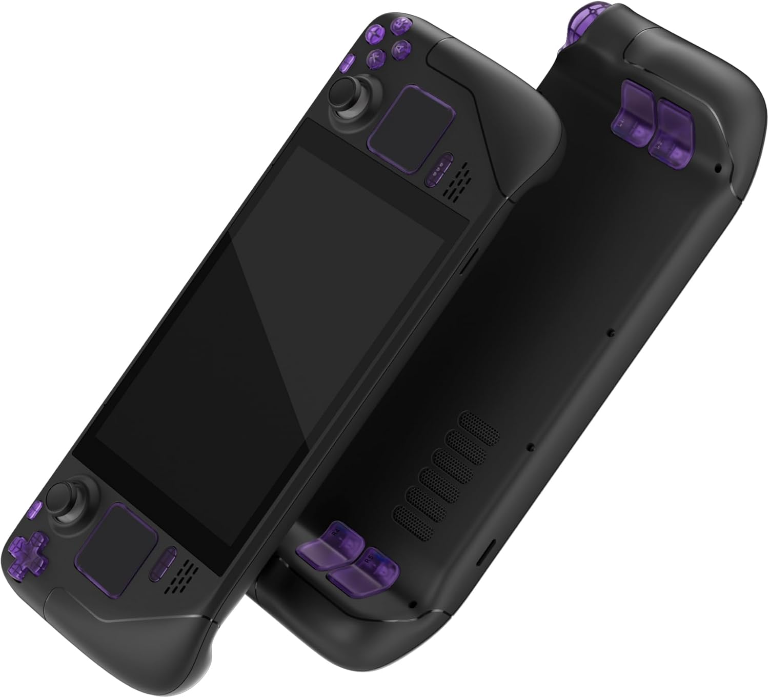 eXtremeRate Replacement Full Set Buttons + Custom Face Clicky Kit for Steam Deck LCD - Clear Atomic Purple