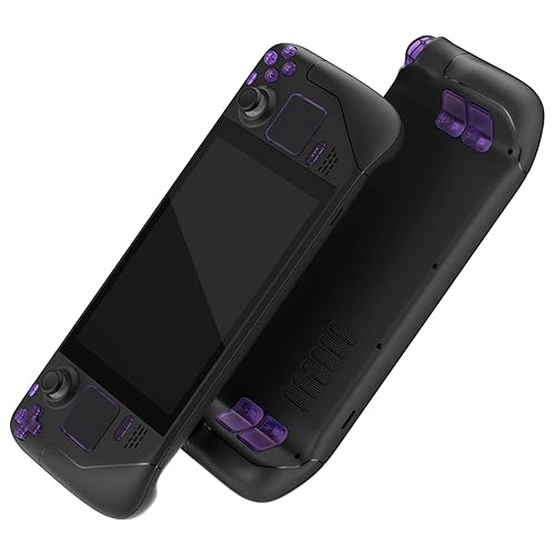 eXtremeRate Juego completo de botones de repuesto color morado atómico transparente para Steam Deck, parachoques ABXY D-pad personalizados para
