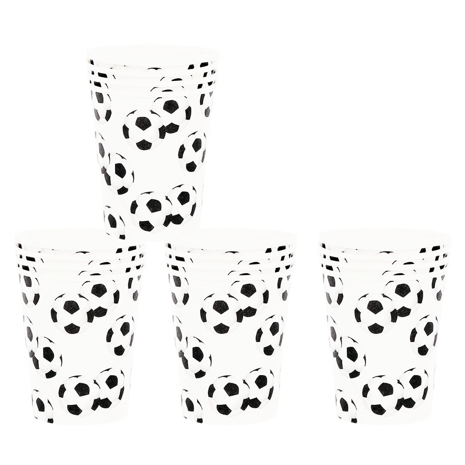 Football Party Paper Cups for Boys and Adults - 16Pcs Black White Tableware for Kids' Sports Game, World Cup 2022, Soccer Birthday Party Decorations Supplies
