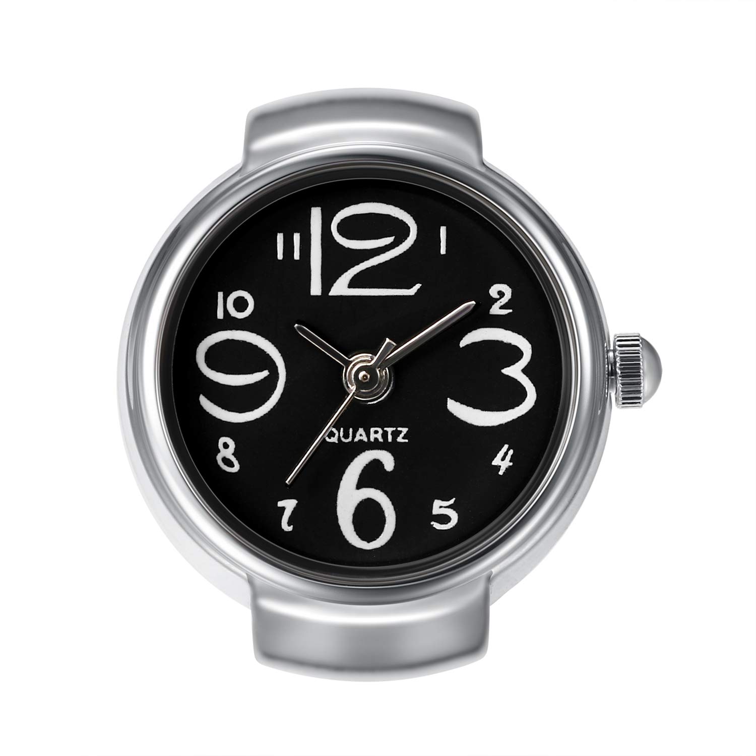 Lancardo Ring Watch for Women and Men Analog Quartz Watch Arabic Numerals Black Dial Elastic Band Creative Finger Watch