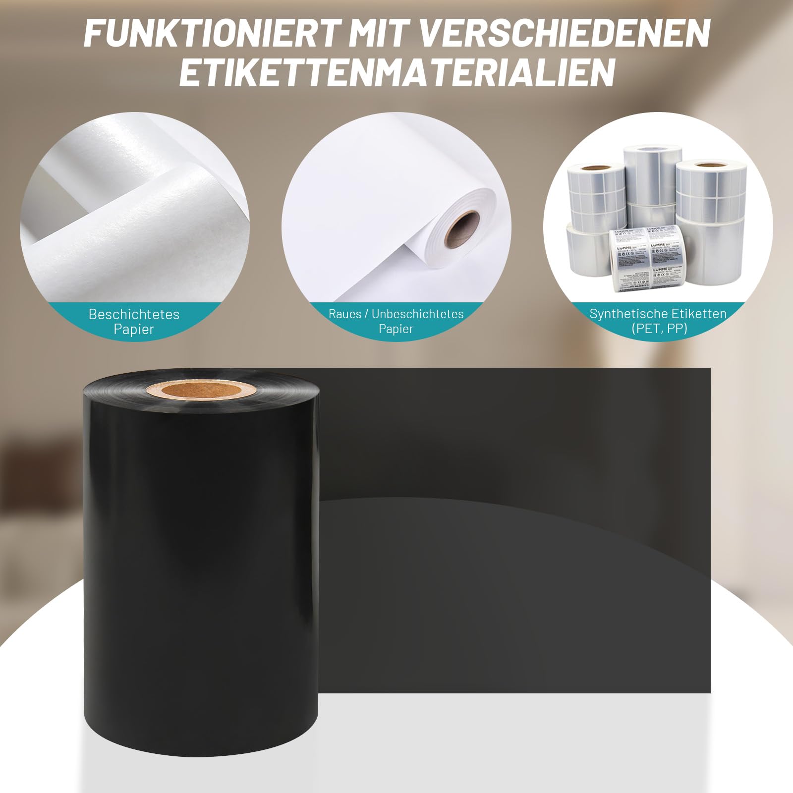 10 Rollen Harzverstärktes Wachsfarbband 110mm x 450m – 25mm-Kern Thermotransferband für Barcode-Etiketten, Außen-CSO, Kompatibel mit Zebra, Sato, Datamax, TSC, GoDex, Citizen
