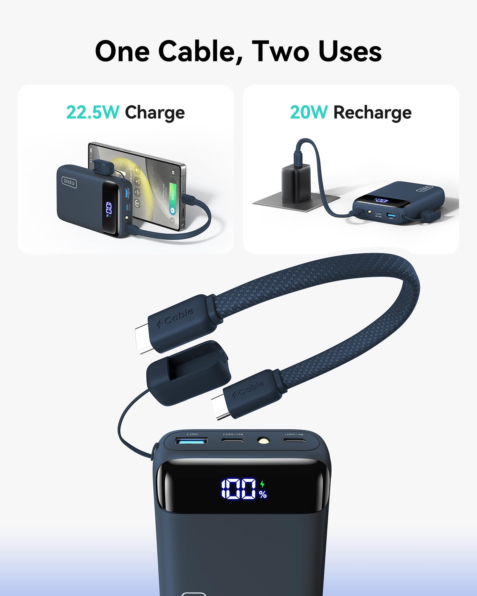 INIU Ultra Petit 20000mAh Batterie Externe, 22.5W Charge Rapide Power Bank