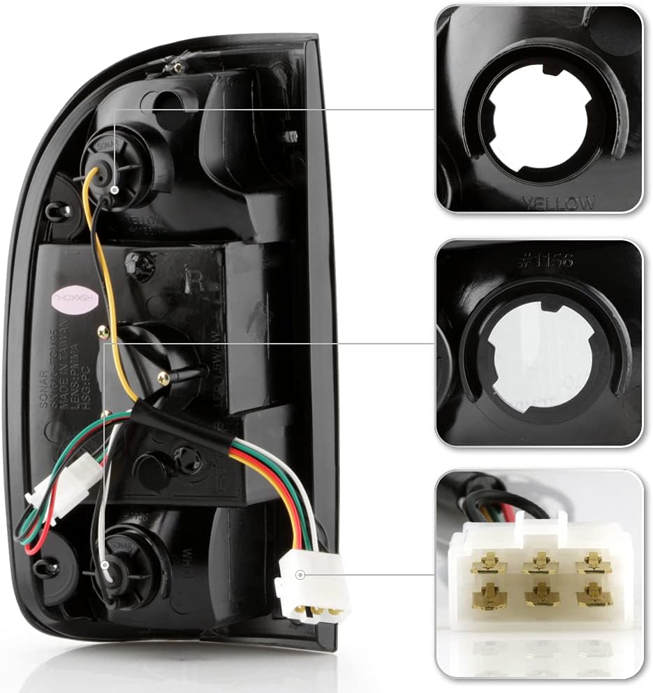 ACANII - Smoked Lens LED Tail Lights Brake Lamps Set Left+Right Replacement For 2001 202 2003 2004 Toyota Tacoma Pickup