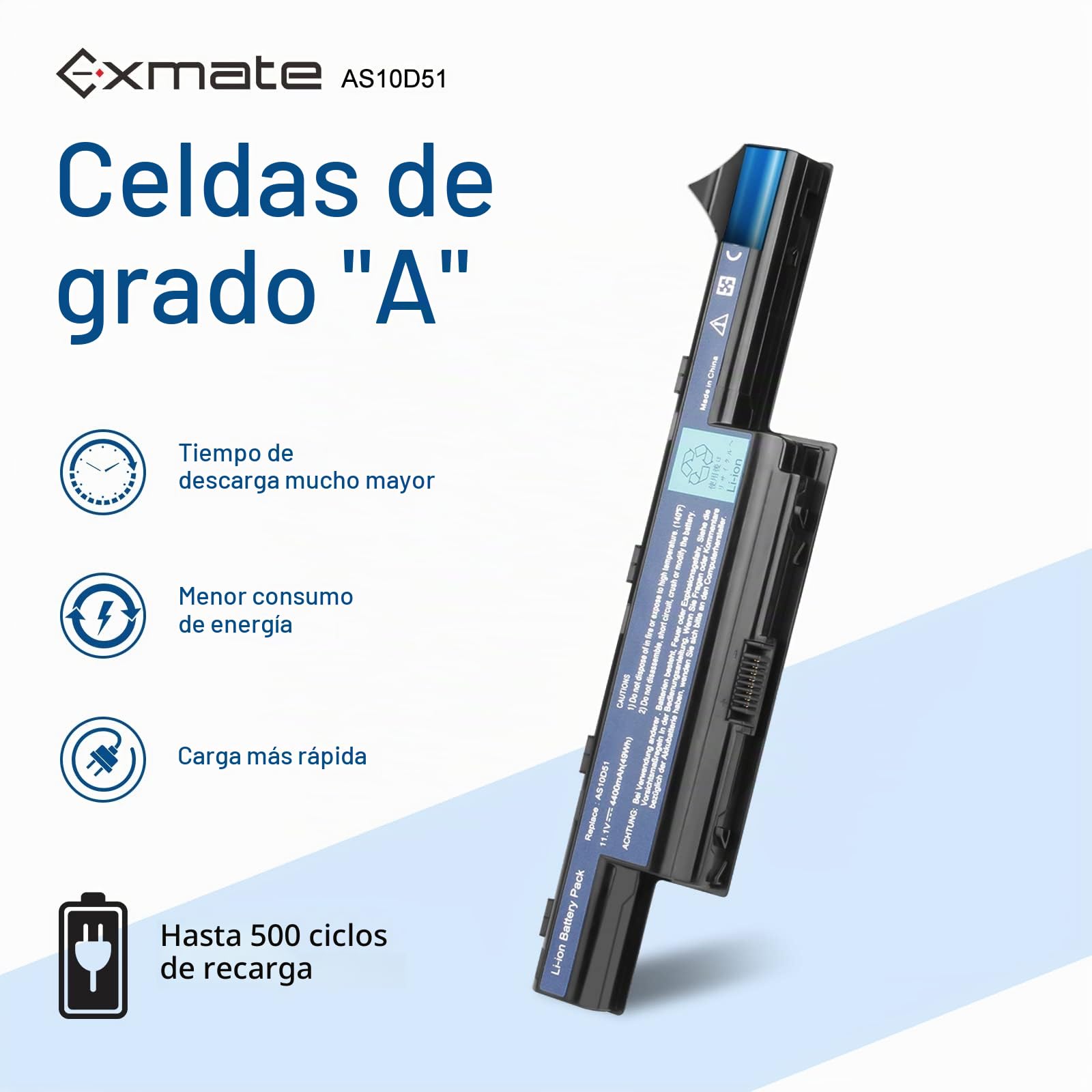 Exmate AS10D31 AS10D51 AS10D3E AS10D41 AS10D75 AS10D81 Bateria de Laptop para Acer Aspire V3-571G V3-771 V3-771G 5742 5733 E1-571 5750 5750G 5742G 5755G 7750G 7551 5740 V3-571 4741 (10.8V 4400mAh)