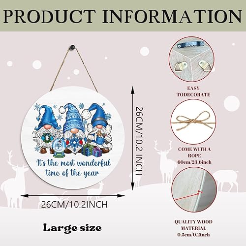 Miniatura 2 de Decoración de gnomos de Navidad para interiores, decoraciones de Navidad azules, muñeco de nieve, copo de nieve, rústico, granja, madera, placa