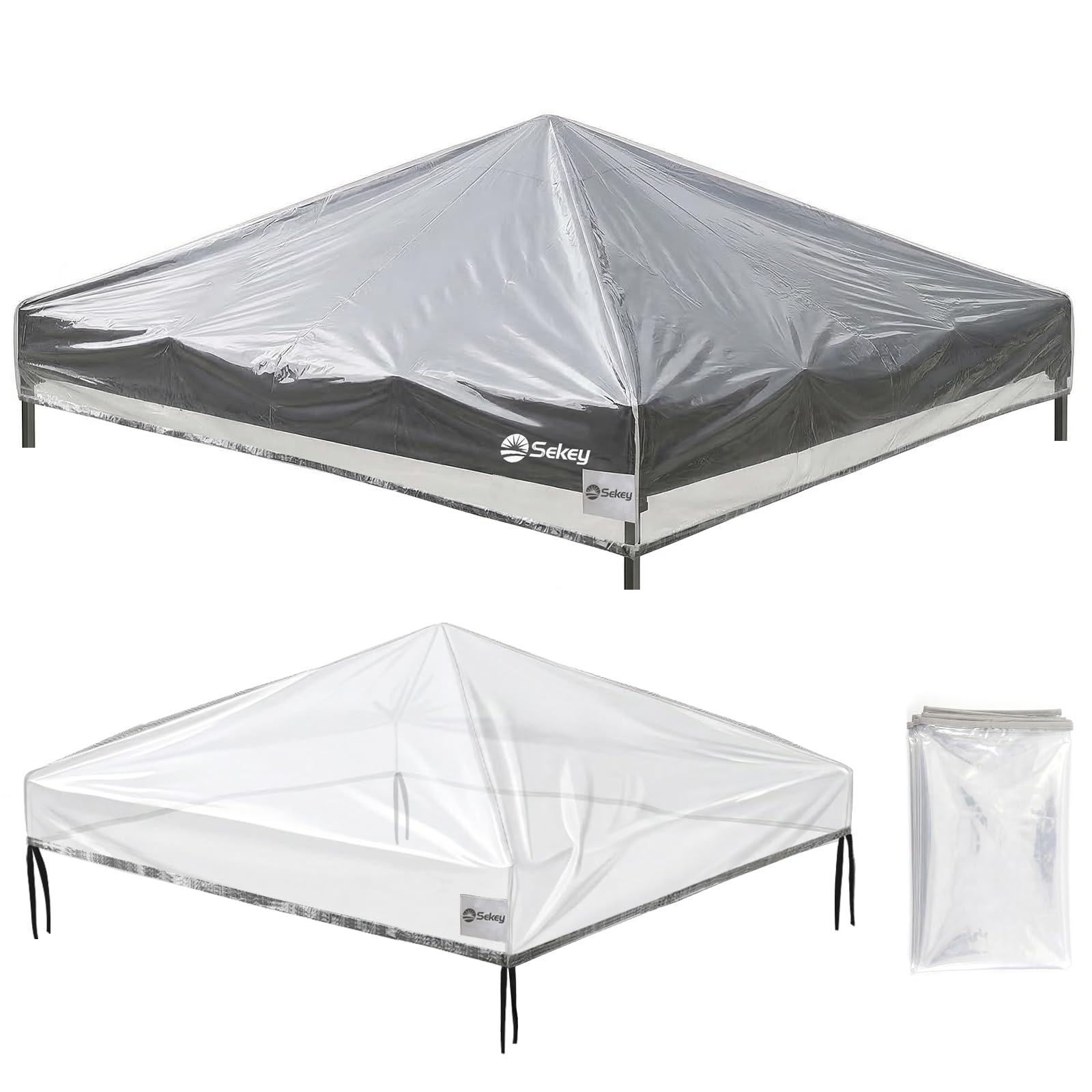 Sekey Ersatzdach Pavillon 3x3 Wasserdicht Stabil Winterfest, Pavillon Dach 3x3 Ersatzdach Wasserdicht, Plane Transparent Abdeckung, Für Garten Terrasse & Outdoor