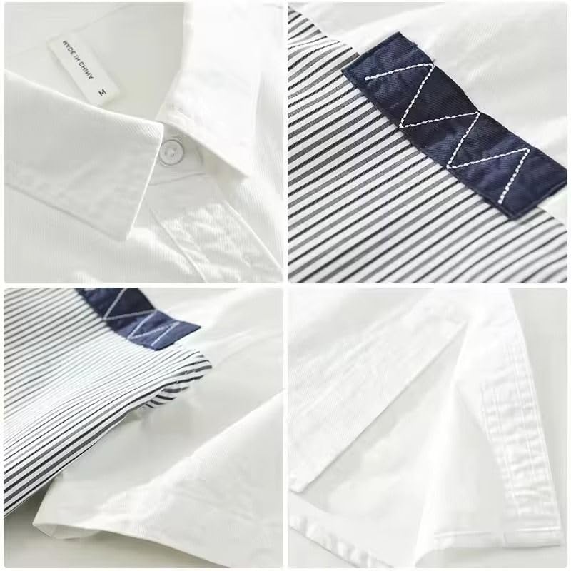 Chemise à col rabattu pour homme avec assemblage graphique tendance