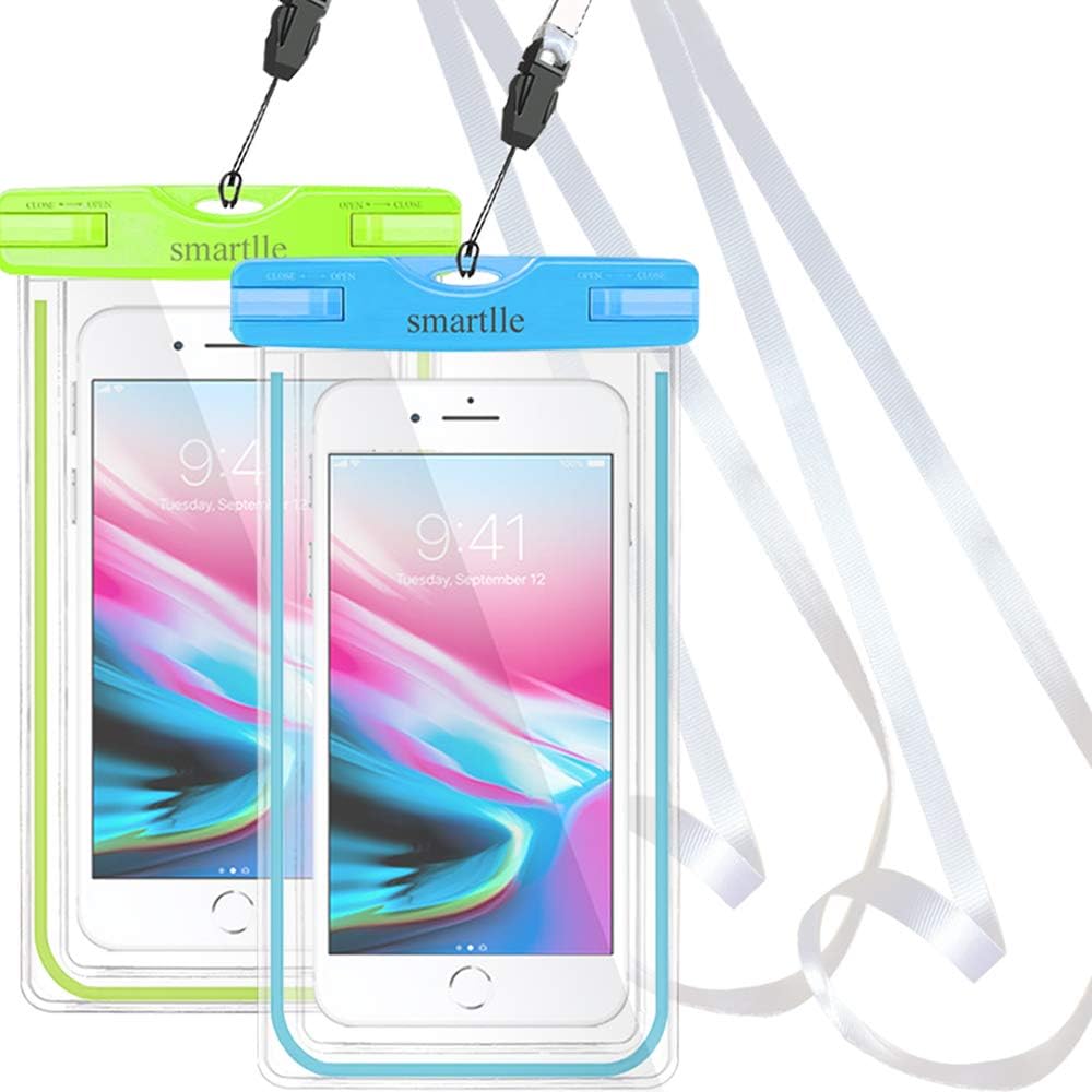 smartlle Waterproof Phone Case, Large Waterproof Phone Pouch Dry Bag for iPhone 14 13 12 11 X 8 7 6 Plus, SE, Samsung S23 S22 Ultra S21 S10 Huawei P40 Mate 40, Outdoor Water Sports Swimming 2 Pack