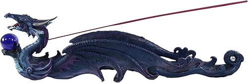 Miniatura 7 de Ebros Gift Fantasy Myths and Legends Blue Leviathan Deep Sea Dragon Holding Orb - Figura de quemador de incienso (11.8in de largo, alquimia y