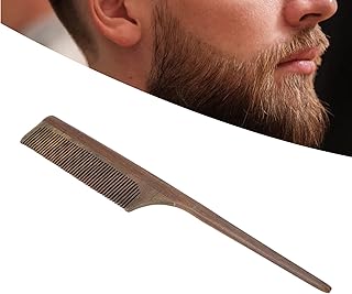 Pente de cauda de rato, pente de cauda de rato de madeira pente de dente fino feito à mão dentes redondos evita emaranhados pente de cabelo de sândalo com alça fina e longa para separar e separar barba de cabelo
