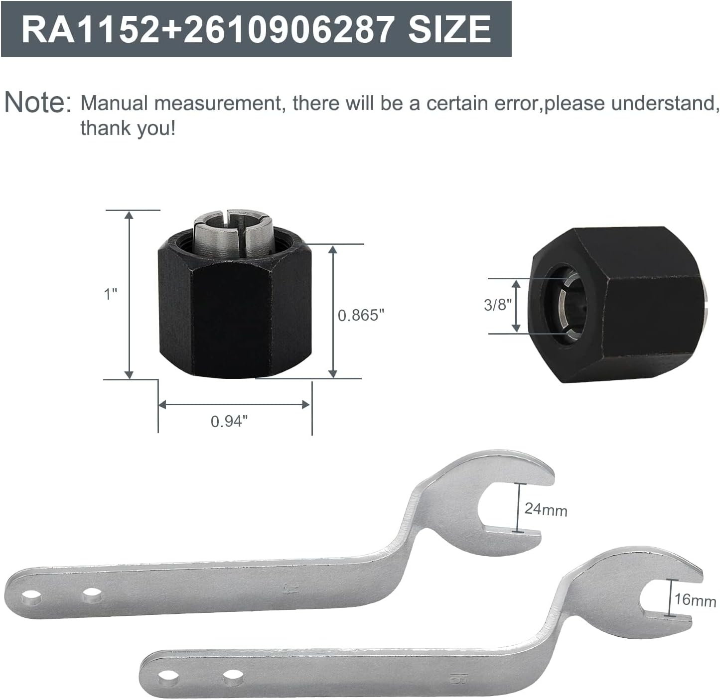 Thaekuns RA1152 Offset Wrenches for Router Bit-Changing BOSCHI 2610906287 3/8-Inch Collet Chuck for 1613-,1617-, 1618- & 1619- Series Routers