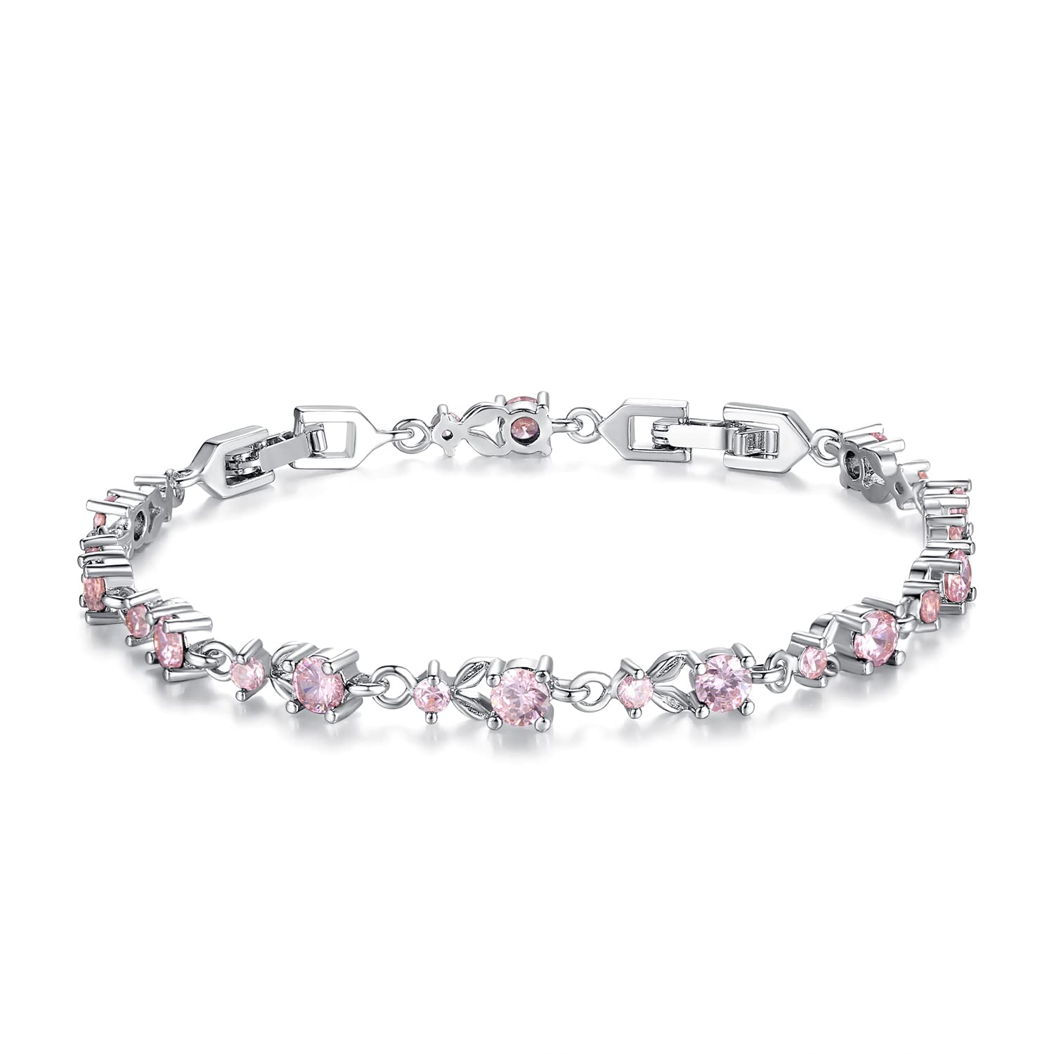 WOSTUWhite Gold Plated 3mm CZ Classic Tennis Wedding Bracelets for Brides Cubic Zirconia| White Gold Bracelets for Women | Size 6.5-8 Inch