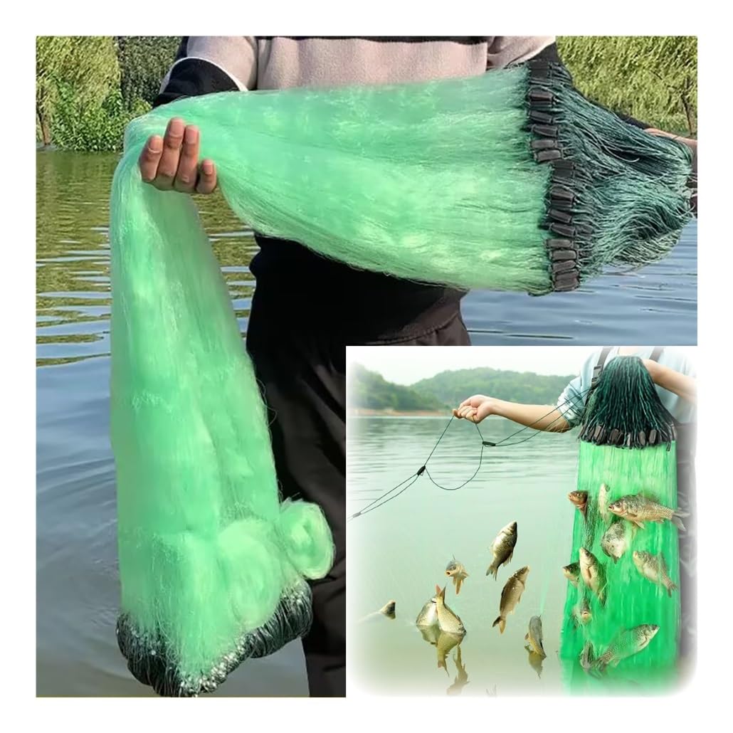 Red de Pesca de 3 Capas, 82-328 pies, Red hundida, atrapa más Peces fácilmente, Red de Lanzamiento, reutilización con Flotador, Malla de 2,3-12 cm