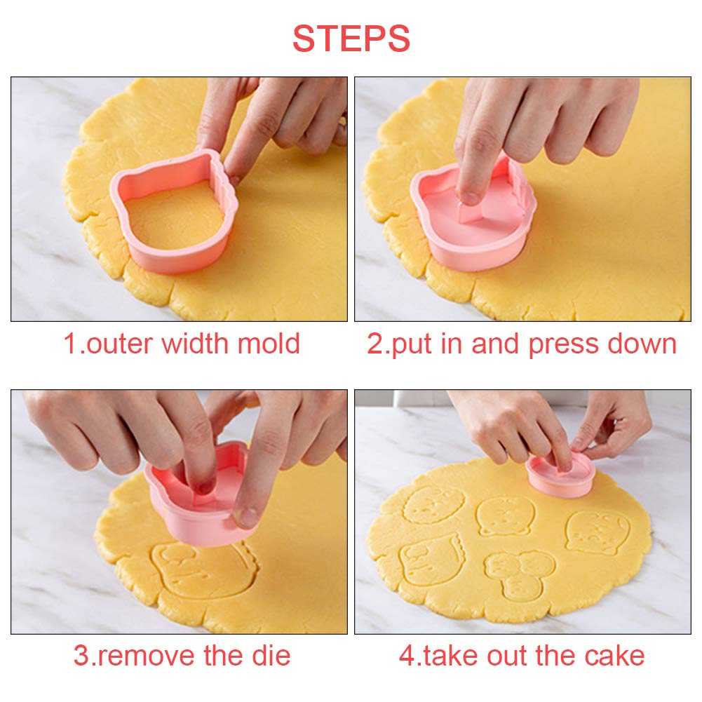 Ausstechformen-Set, 6-teilig, Kinder-Kuchendekoration, 3D-Mini-Cartoon-Tier-Backwerkzeug, Keksausstecher-Set