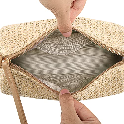 Bolso de hombro cilíndrico de paja para mujer verano miniatura 2