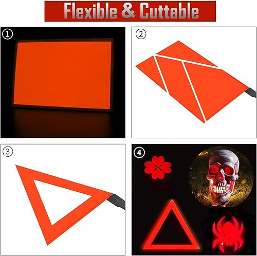 Vista 64 de Ourbest Luces de neón con retroiluminación EL, panel electroluminiscente cortable, hoja de lámpara de papel, luces suaves para bricolaje, 3 modos