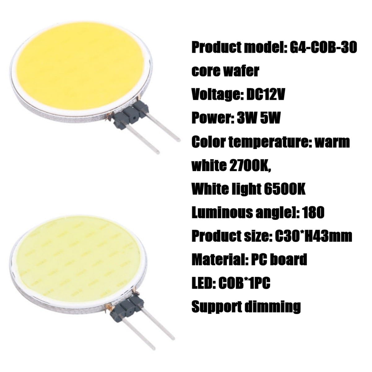 8 sztuk G4 LED 12V 2-pinowy Cob Bead Display Cabinet Lighting Crystal Light (12V 18LED 5W/Ciepła biel 2700K)