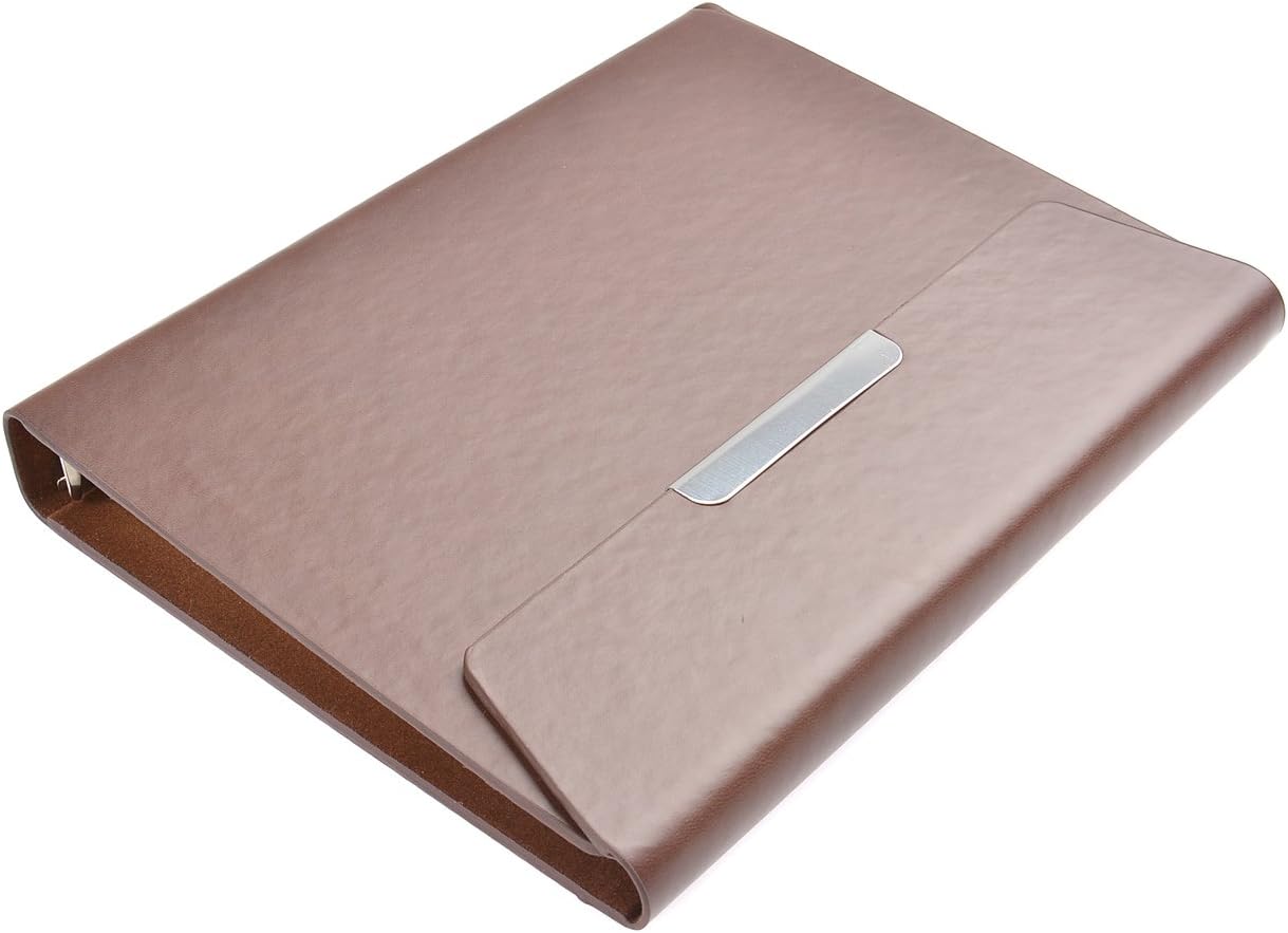 Document folder / Padfolio / Notebook / Conference Folder A5, 9.06 inch x 7.09 inch x 0.79 inch, dark brown leatherette, envelope style, notepad with 30 sheets, Mod. DH-A5-04 (US)