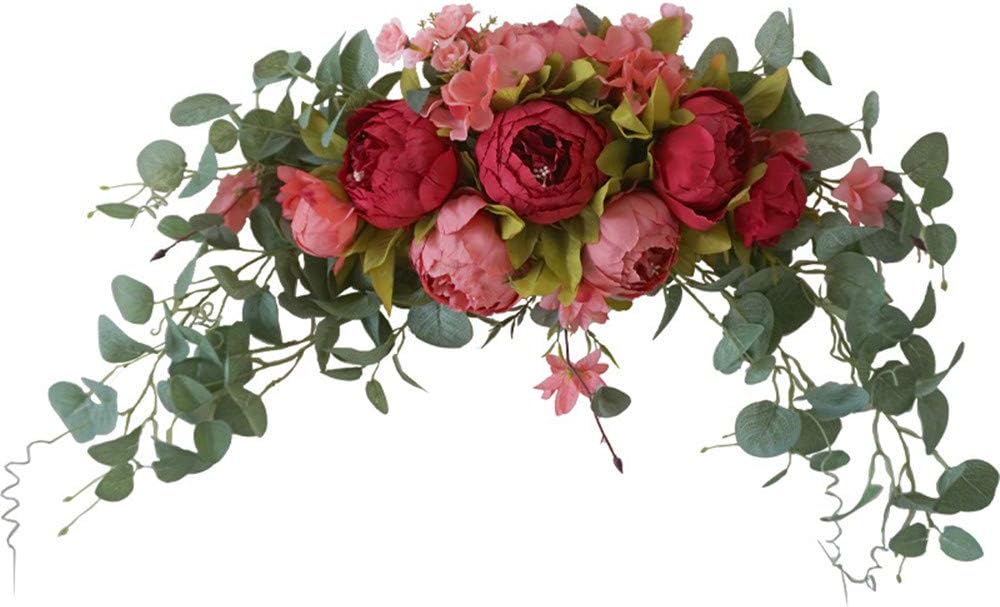 H&S BRIDAL Wedding Arch Flowers, 30 Inch Rustic Artificial Floral Swag for Door Lintel, Green Leaves Rose Peony Sunflowers Table Centerpieces Home Decoration