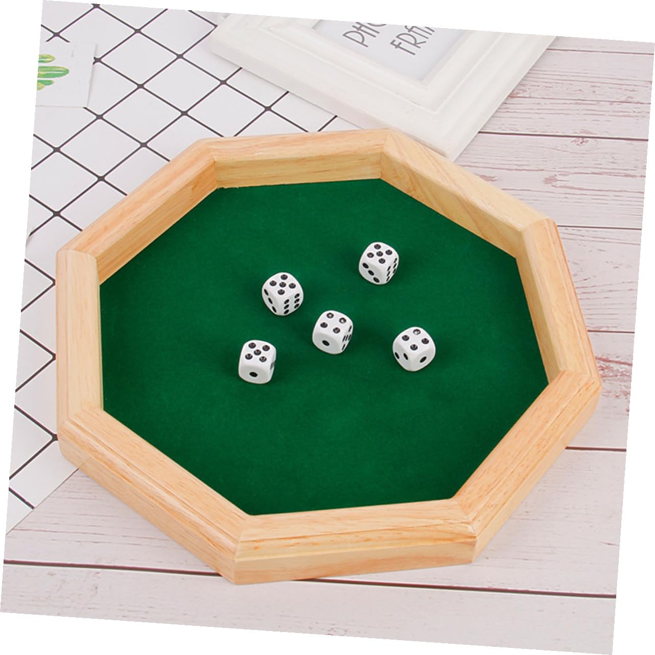 Jeux de Dés en Bois Vert, Set de Dés Halloween pour Fête et Bar